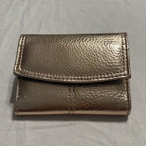 Metallic Gold Mini Wallet with Zipper Pocket